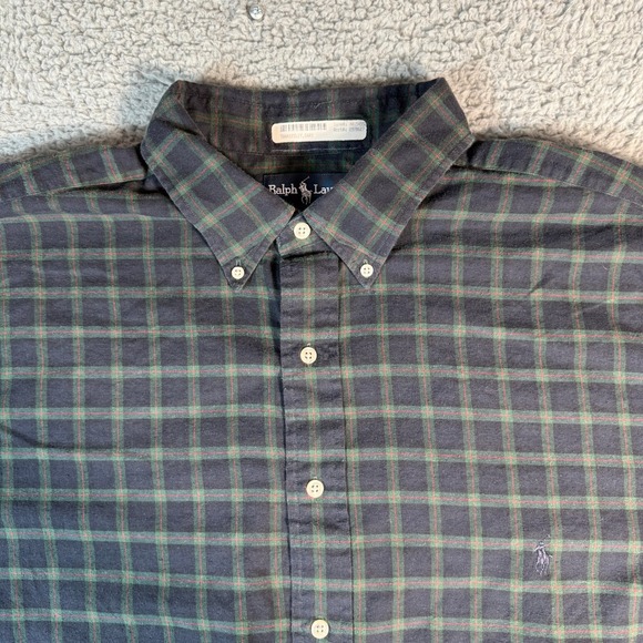 Ralph Lauren Button-Down Shirt Mens 2XLT Casual Green Plaid Classic Fit Preppy - Picture 4 of 8